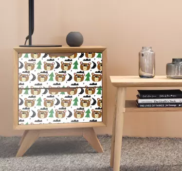 Solid color bears and trees decals for furniture - TenStickers