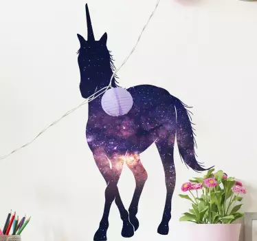 Space colour unicorn fairy tale wall decal - TenStickers