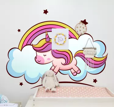 Space colour unicorn fairy tale wall decal - TenStickers