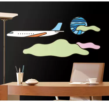 Space wall sticker colorful air journey - TenStickers