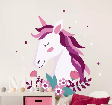 Sparkling cartoon unicorn purple fairy tale wall decal - TenStickers