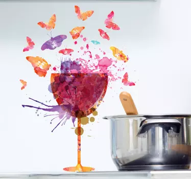 Splatter wine glass drink wall sticker - TenStickers