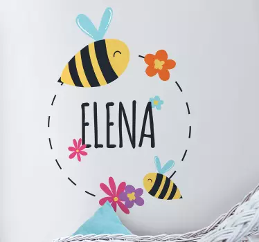 Spring custom name illustration wall art stikcer - TenStickers