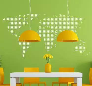 Square Dotted World Map Sticker - TenStickers
