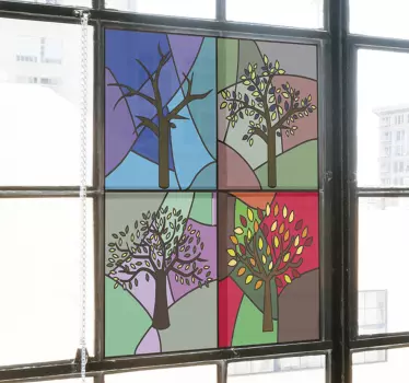Stained glass seasons window decal - TenStickers