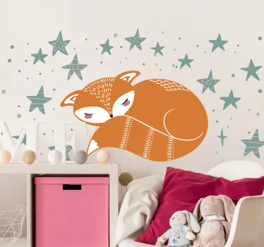 stars with fox nordic style wild animal sticker - TenStickers