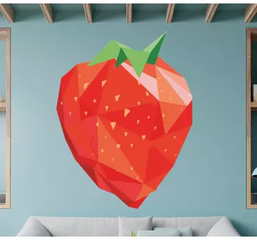 Strawberry red polygon wall art sticker for living room - TenStickers