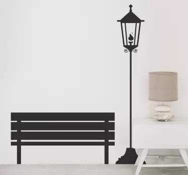 Street light and bench object wall decor - TenStickers
