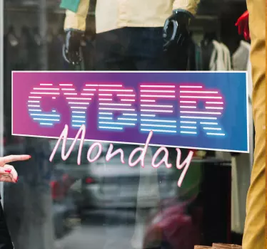 Striped neon Cyber Monday stickers black friday - TenStickers
