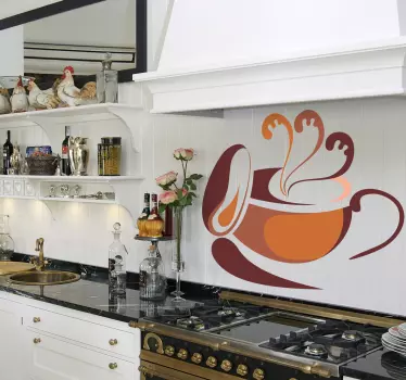 Stylish Coffee Cup Illustration Decal - TenStickers