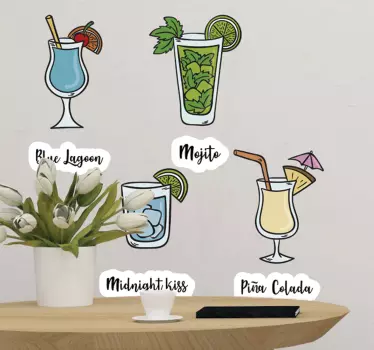 summer cocktail drink wall sticker - TenStickers