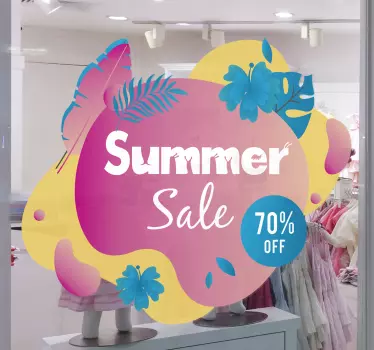 Summer sale flower text sale wall sticker - TenStickers