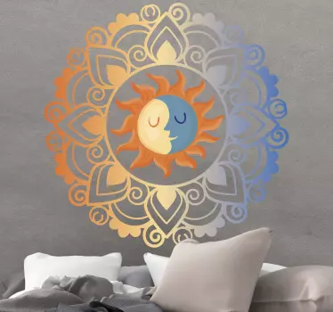 Sun and moon mandala floral wall decal - TenStickers
