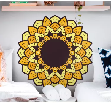 Sunflower mandala yellow glass door sticker - TenStickers