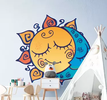 Sunshine moon faces wall stickers for kid - TenStickers