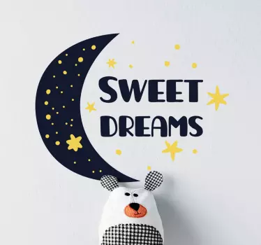 Sweet dreams with moon and stars text wall decal - TenStickers