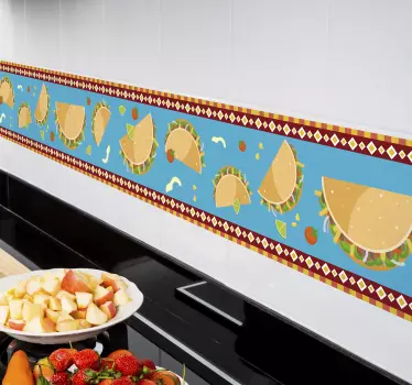 Tacos Art Food Border Sticker - TenStickers