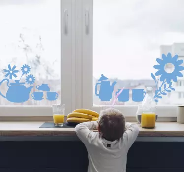 Teapot and company window decal - TenStickers
