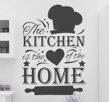 The kitchen is the heart of the house home text decor - TenStickers