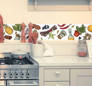 Themed kitchen border food wall sticker - TenStickers