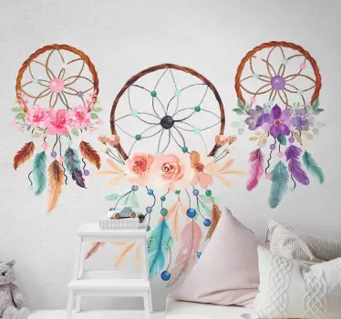 Three floral dreams catcher object wall decal - TenStickers