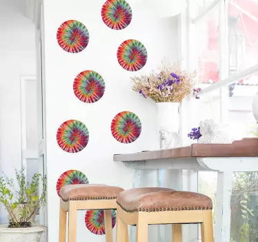 Tie dye circles circle wall sticker - TenStickers