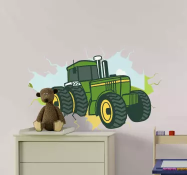 Tractor 3D john deere illustration wall art decal - TenStickers