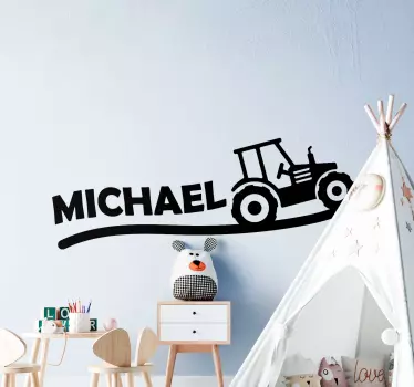Tractor Personalized Name Location sticker - TenStickers