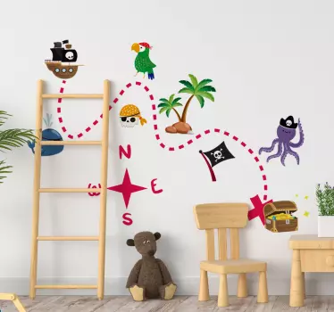 Treasure map wall sticker - TenStickers