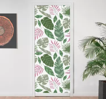Tropical minimalitic garden plants glass door decal - TenStickers