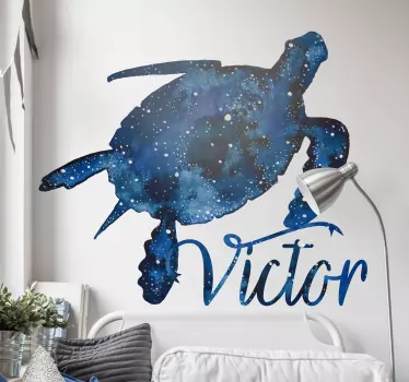 Turtle with galaxy pattern and name animal wall sticker - TenStickers
