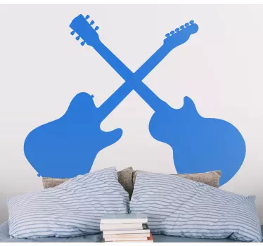 Two guitars that intersect rock n roll sticker - TenStickers