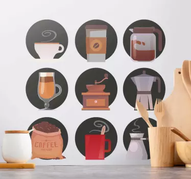 Types of Coffee drink wall sticker - TenStickers
