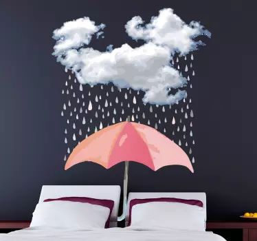 Umbrella and cloud headboard wall sticker - TenStickers