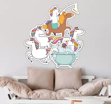 Unicorns set illustration wall art - TenStickers