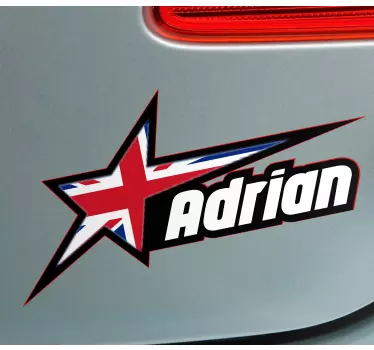 United Kingdom flag and custom name car sticker - TenStickers