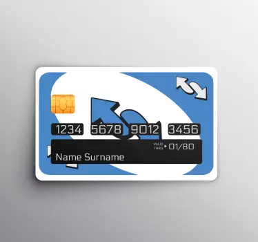 UNO blue card game bank card sticker - TenStickers
