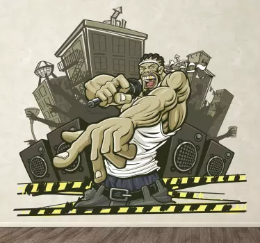 Urban Rapper Graffiti Wall Sticker - TenStickers