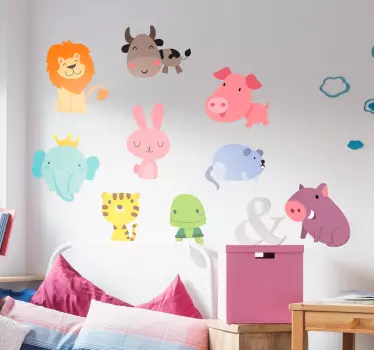 Various Animals Child Cartoon Wall Sticker - TenStickers