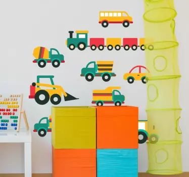 Vehicles cartoon wall sticker - TenStickers