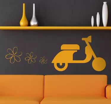Vespa Scooter Flower Sticker - TenStickers