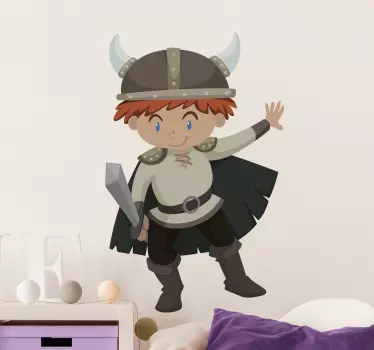 Viking child cartoon character wall stickers - TenStickers