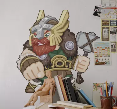 Viking man carrying big axe character wall stickers - TenStickers