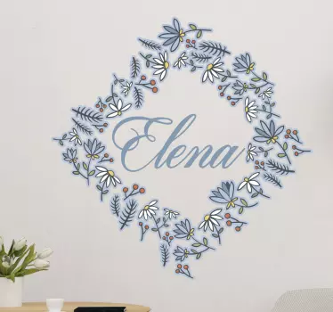 Personalisable blue flower wall sticker - TenStickers