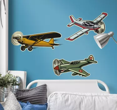 Set of flying aircraft object wall sticker for kids - TenStickers