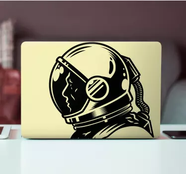Vintage monochrome cosmonaut laptop sticker - TenStickers