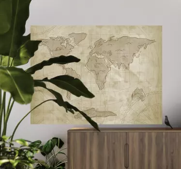 Vintage world map world map decal - TenStickers