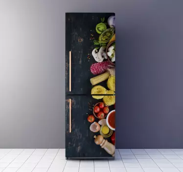 Vinyl Food on Wood fridge sticker - TenStickers