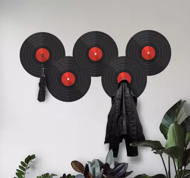 Vinyl records umbrellas coat hanger decal - TenStickers