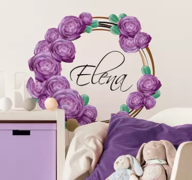 Violet flowers customizable  flower wall sticker - TenStickers